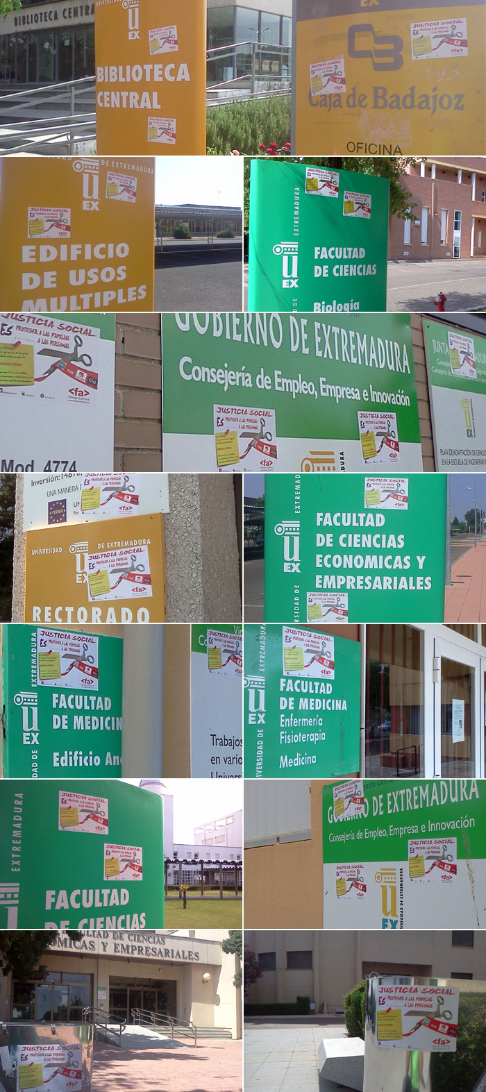 Muestra de la campaña en los campus universitarios de Cáceres y Badajoz