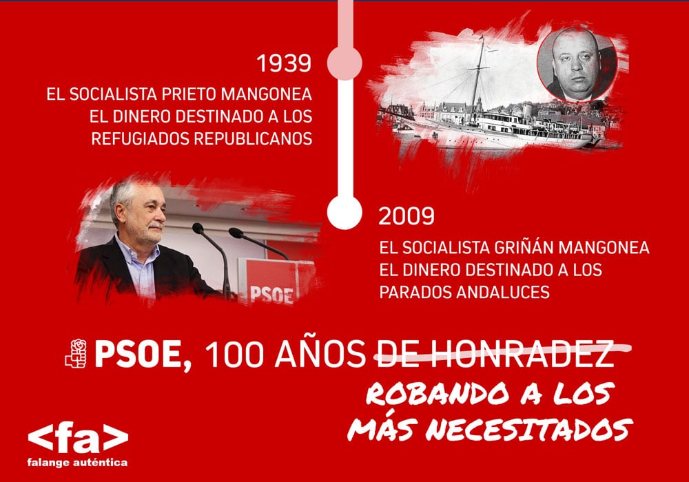 PSOE ¿100 años de honradez? robando a los más necesitados